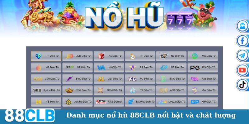 Danh mục nổ hũ 88CLB nổi bật và chất lượng