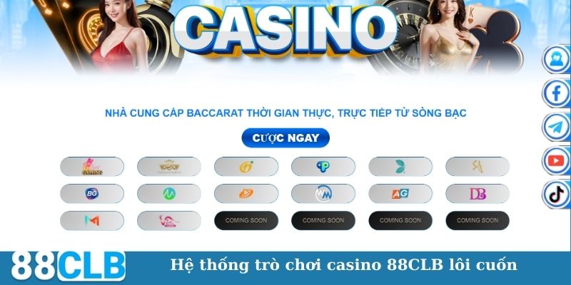 Hệ thống trò chơi casino 88CLB lôi cuốn 